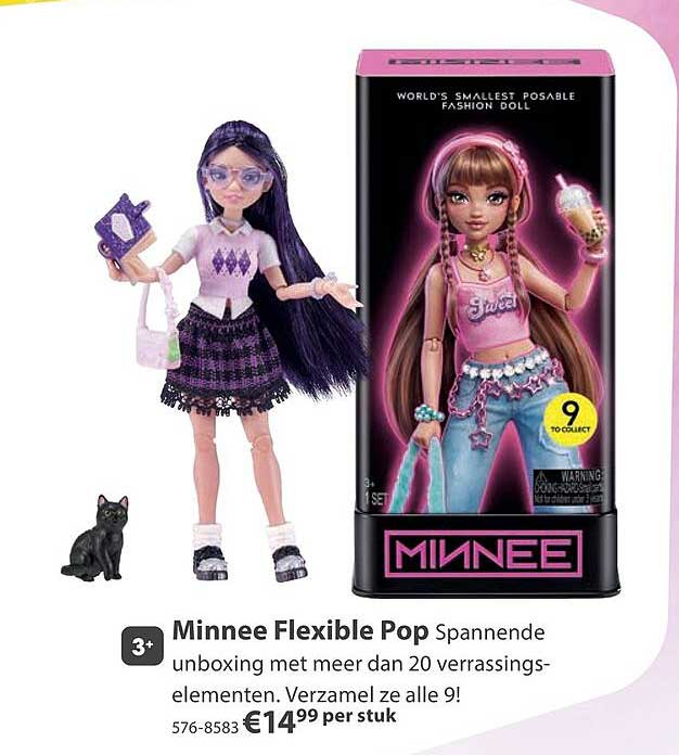 Minnee Flexible Pop Spannende unboxing met meer dan 20 verrassingselementen. Verzamel ze alle 9!