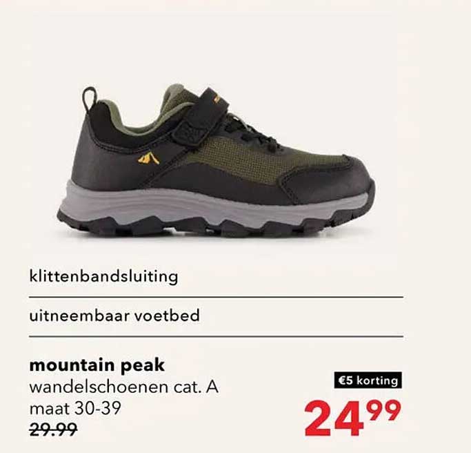 mountain peak wandelschoenen cat. A maat 30-39 €5 korting