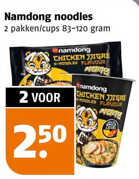 Namdong noodles 2 pakken/cups 83–120 gram 2 VOOR