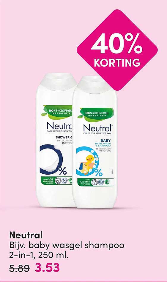 Neutral Bijv. baby wasgel shampoo 2-in-1, 250 ml. 40% korting