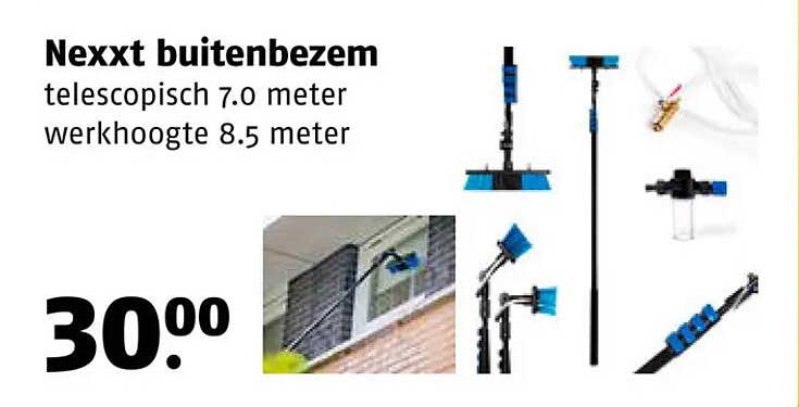 Nexxt buitenbezem telescopisch 7.0 meter werkhoogte 8.5 meter