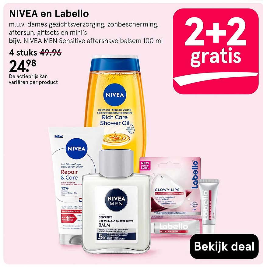 NIVEA en Labello 2+2 gratis