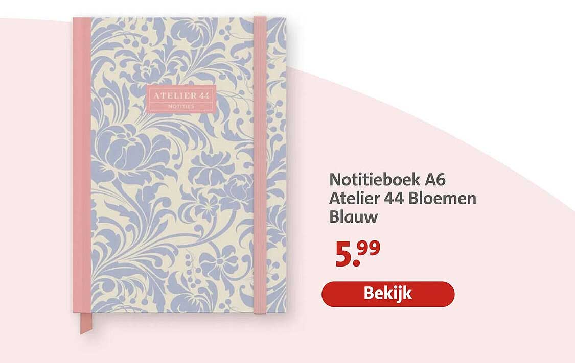 Notitieboek A6 Atelier 44 Bloemen Blauw