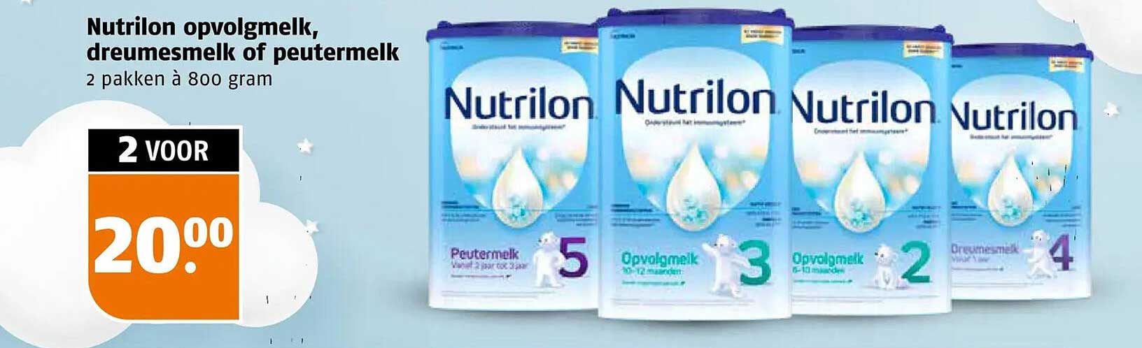 Nutrilon opvolgmelk, dreumesmelk of peutermelk 2 pakken à 800 gram