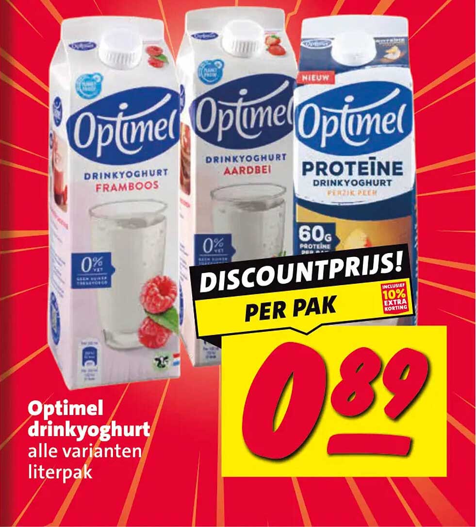Optimel drinkyoghurt alle varianten literpak