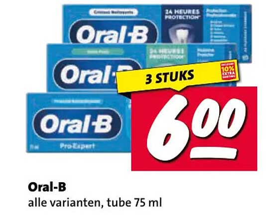 Oral-B alle varianten, tube 75 ml 3 STUKS