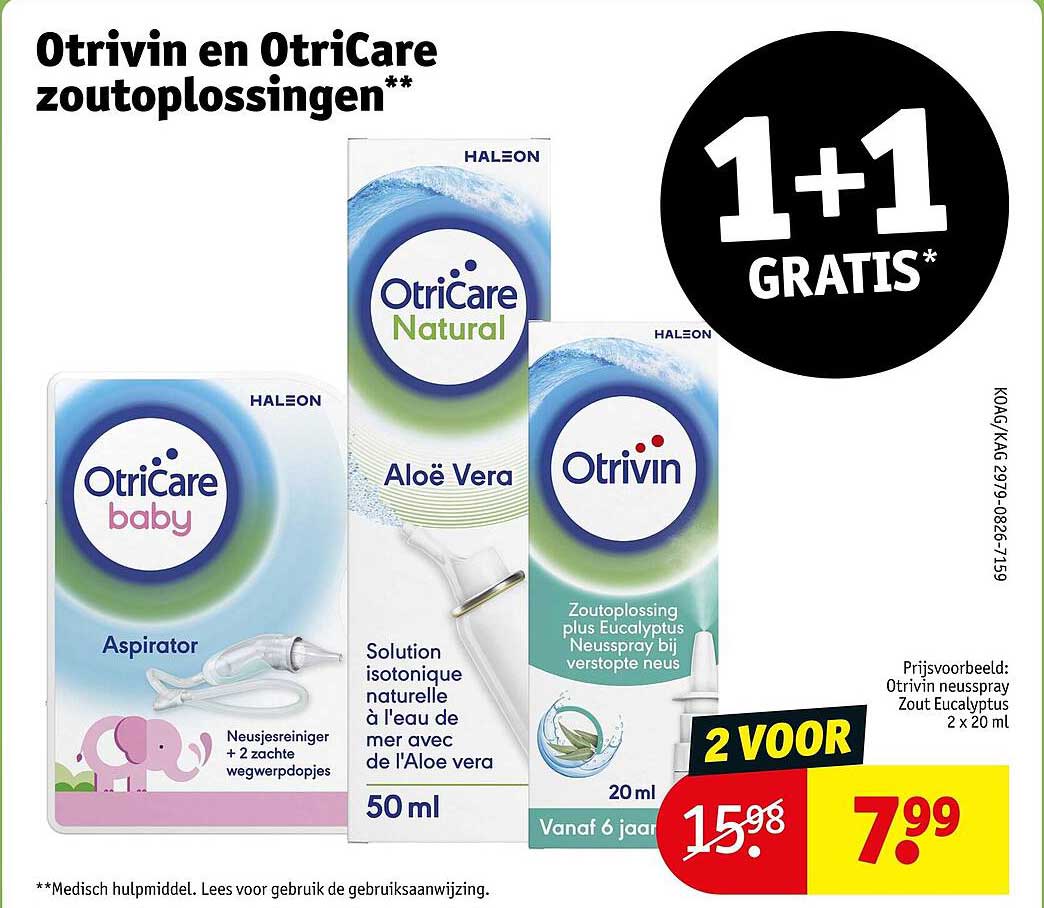 Otrivin en OtriCare zoutoplossingen** 1+1 GRATIS*
