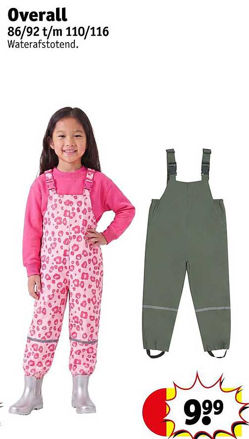 Overall 86/92 t/m 110/116 Waterafstotend.