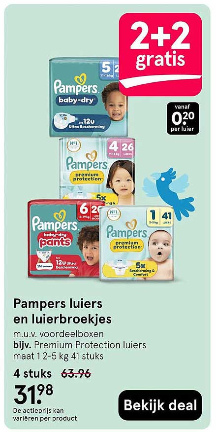 Pampers luiers en luierbroekjes 2+2 gratis