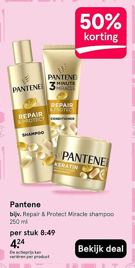 Pantene bijv. Repair & Protect Miracle shampoo 250 ml 50% korting