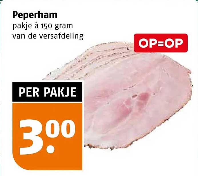 Peperham pakje à 150 gram van de versafdeling OP=OP