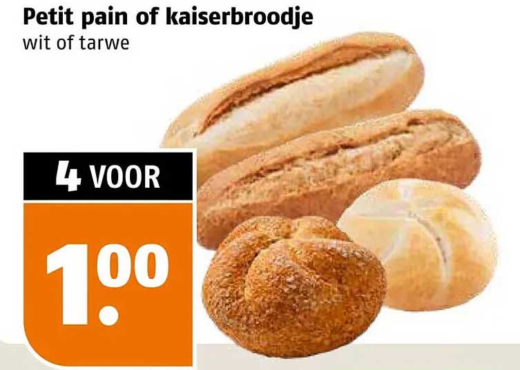 Petit pain of kaiserbroodje wit of tarwe