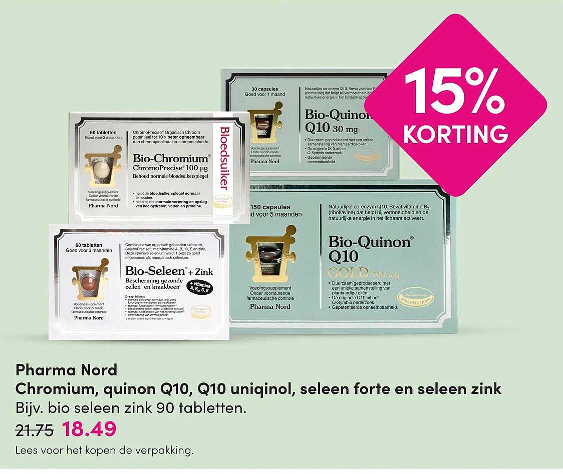 Pharma Nord Chromium, quinon Q10, Q10 uniqinol, selen forte en selen zink