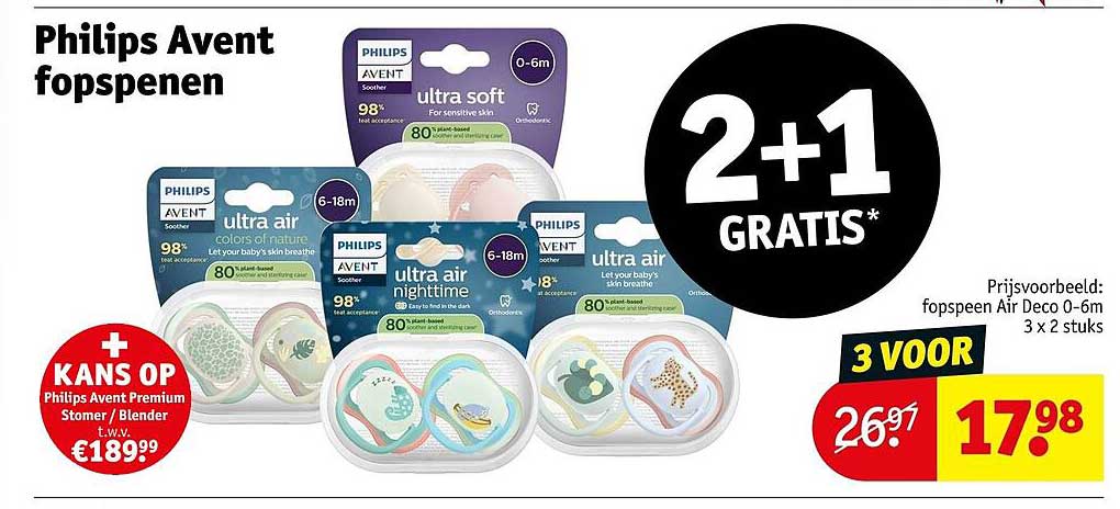 Philips Avent fopspenen 2+1 GRATIS*