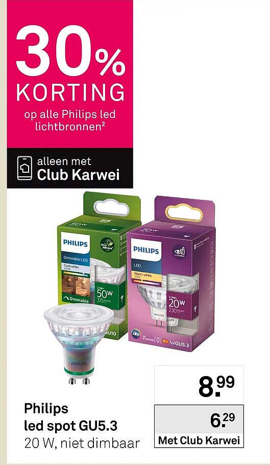 Philips led spot GU5.3 20 W, niet dimbaar