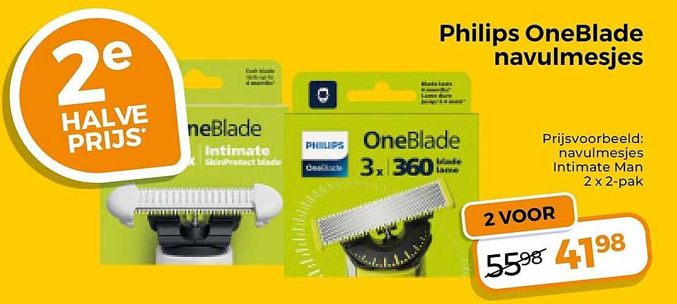 Philips OneBlade navulmesjes 2e halve prijs