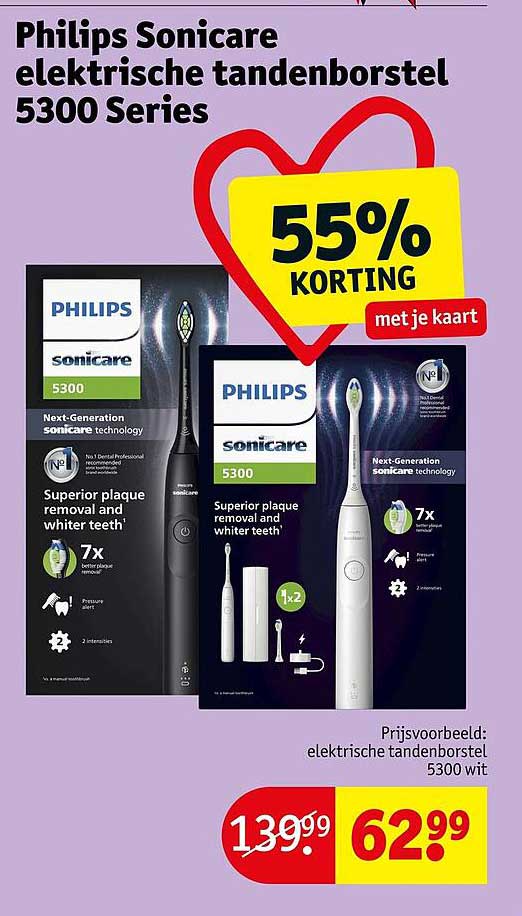 Philips Sonicare elektrische tandenborstel 5300 Series 55% KORTING met je kaart