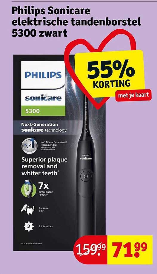 Philips Sonicare elektrische tandenborstel 5300 zwart 55% korting met je kaart