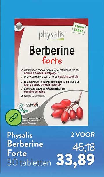 Physalis Berberine Forte 30 tabletten 2 VOOR