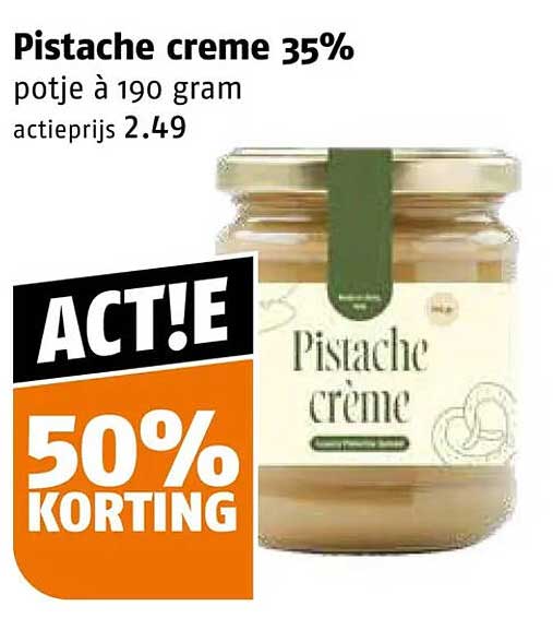 Pistache creme 35% potje à 190 gram 50% KORTING