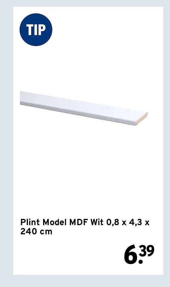 Plint Model MDF Wit 0,8 x 4,3 x 240 cm