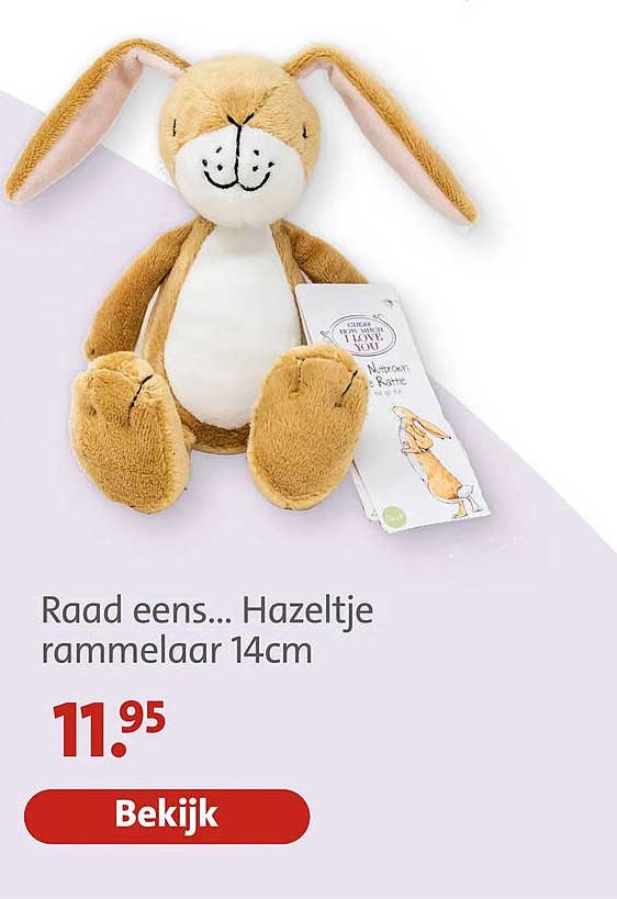 Raad eens... Hazeltje rammelaar 14cm