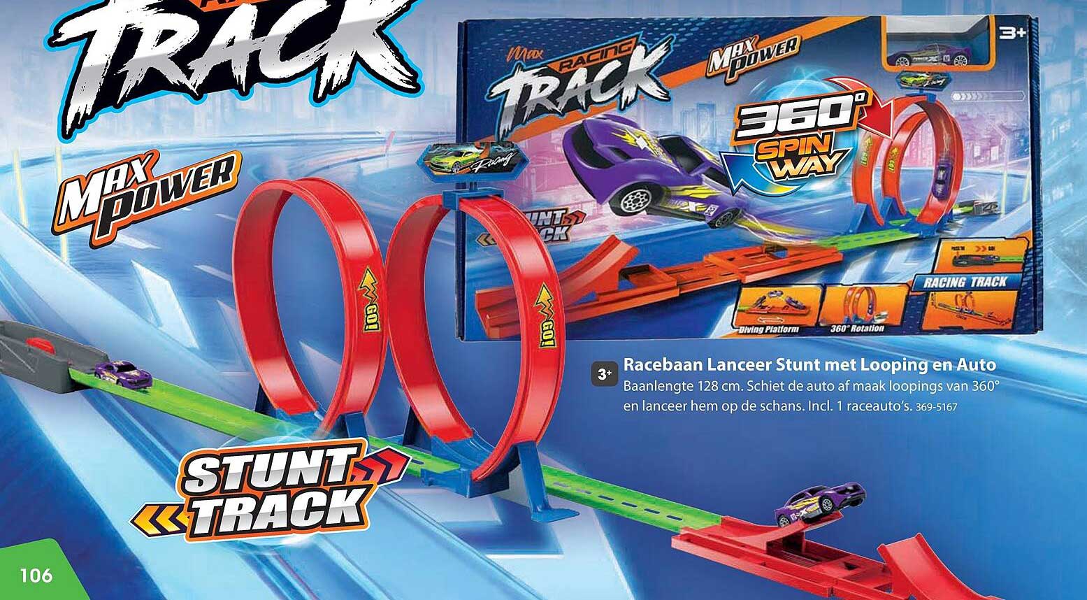 Racebaan Lanceer Stunt met Looping en Auto