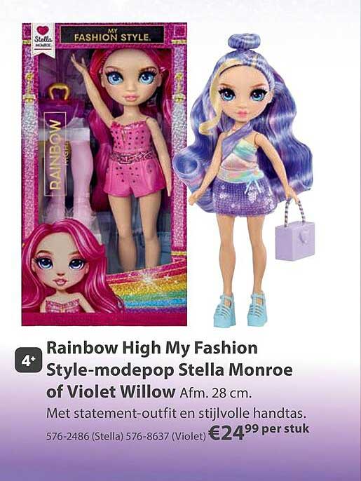 Rainbow High My Fashion Style-modepop Stella Monroe of Violet Willow Afm. 28 cm.