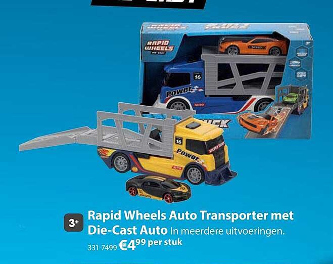 Rapid Wheels Auto Transporter met Die-Cast Auto In meerdere uitvoeringen.