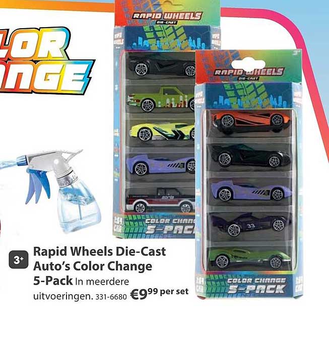 Rapid Wheels Die-Cast Auto's Color Change 5-Pack