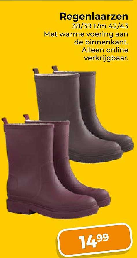 Regenlaarzen 38/39 t/m 42/43 Met warme voering aan de binnenkant. Alleen online verkrijgbaar.