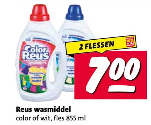 Reus wasmiddel color of wit, fles 855 ml 2 FLESSEN