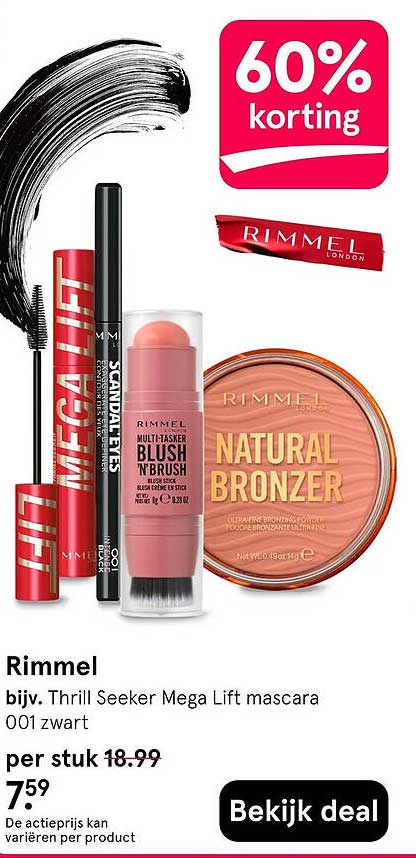 Rimmel bijv. Thrill Seeker Mega Lift mascara 001 zwart 60% korting