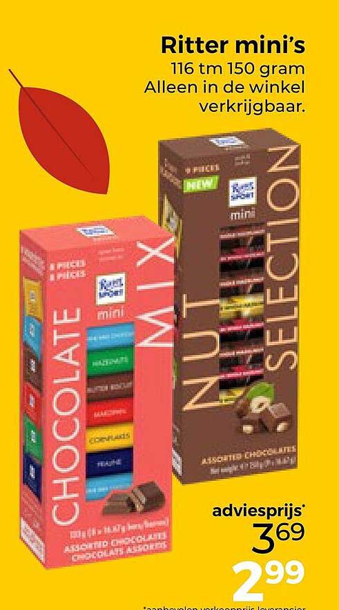 Ritter mini’s 116 tm 150 gram Alleen in de winkel verkrijgbaar.