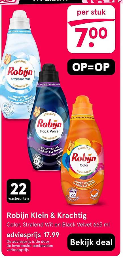 Robijn Klein & Krachtig Color, Stralend Wit en Black Velvet 665 ml