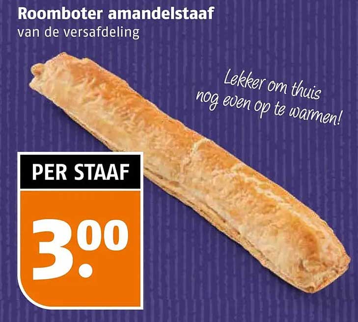 Roomboter amandelstaaf van de versafdeling