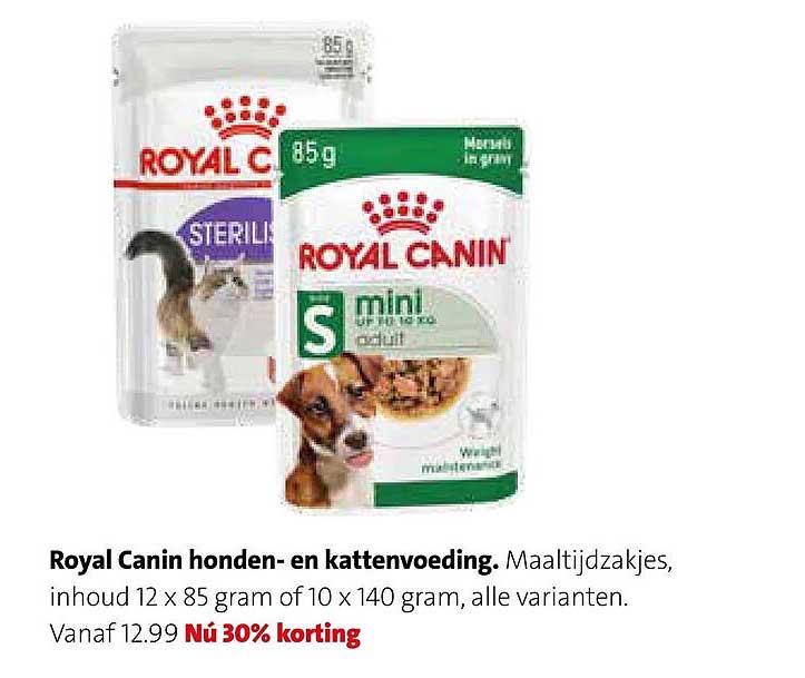 Royal Canin honden- en kattenvoeding Nù 30% korting