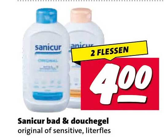 Sanicur bad & douchegel original of sensitive, literfles 2 flessen