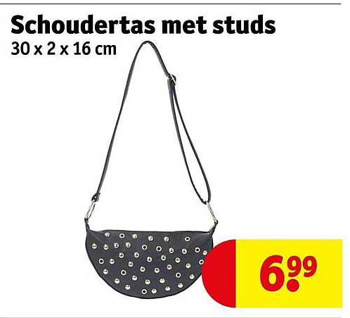 Schoudertas met studs 30 x 2 x 16 cm