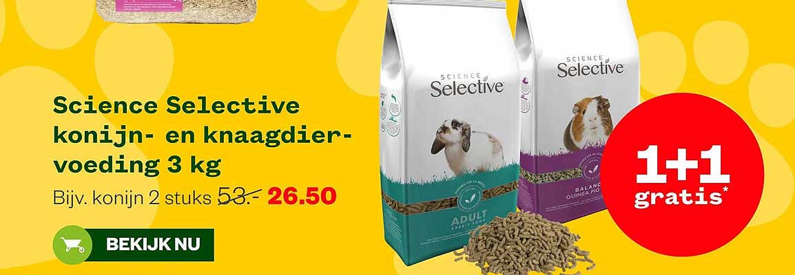 Science Selective konijn- en knaagdiervoeding 3 kg 1+1 gratis