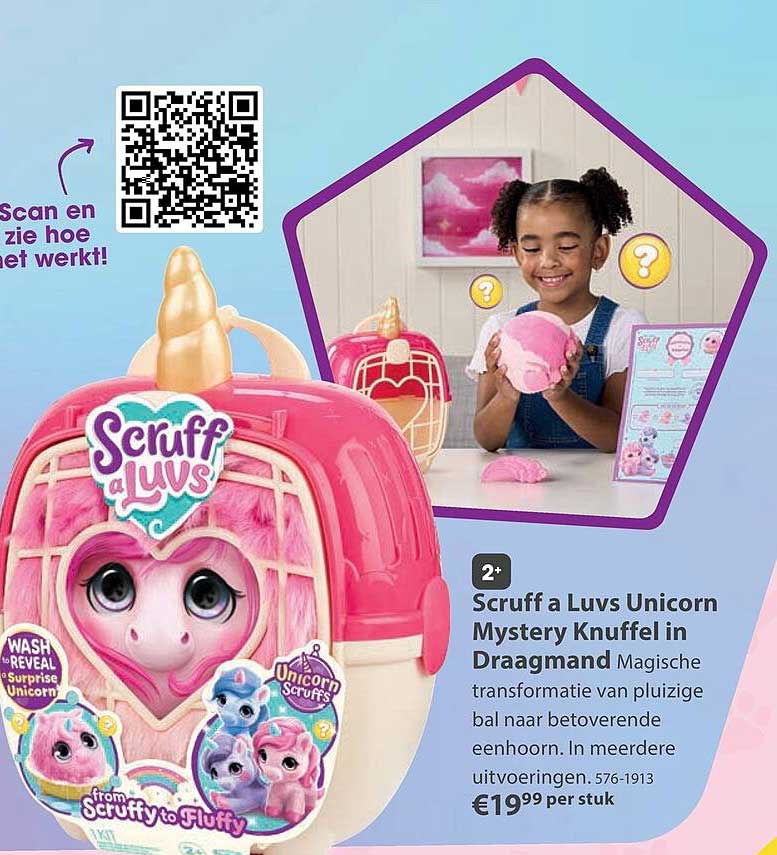 Scruff a Luvs Unicorn Mystery Knuffel in Draagmand