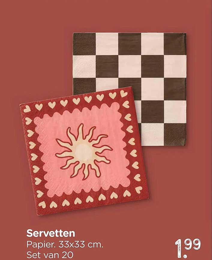 Servetten Papier. 33x33 cm. Set van 20