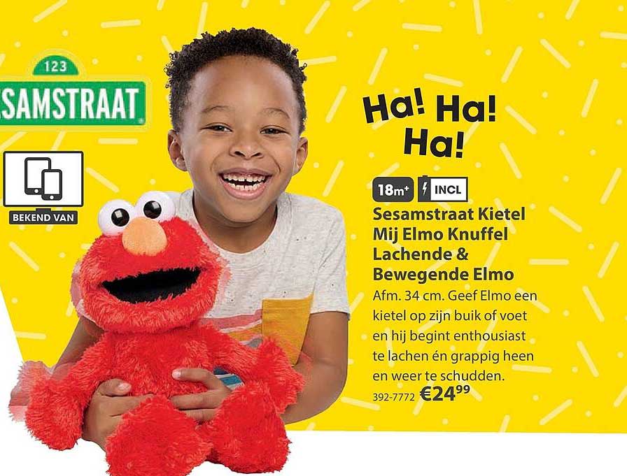 Sesamstraat Kietel Mij Elmo Knuffel Lachende & Bewegende Elmo