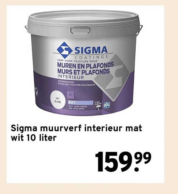 Sigma muurverf interieur mat wit 10 liter