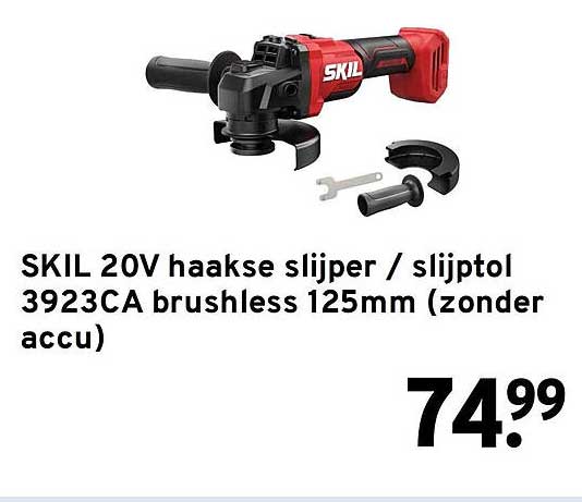 SKIL 20V haakse slijper / slijptol 3923CA brushless 125mm (zonder accu)