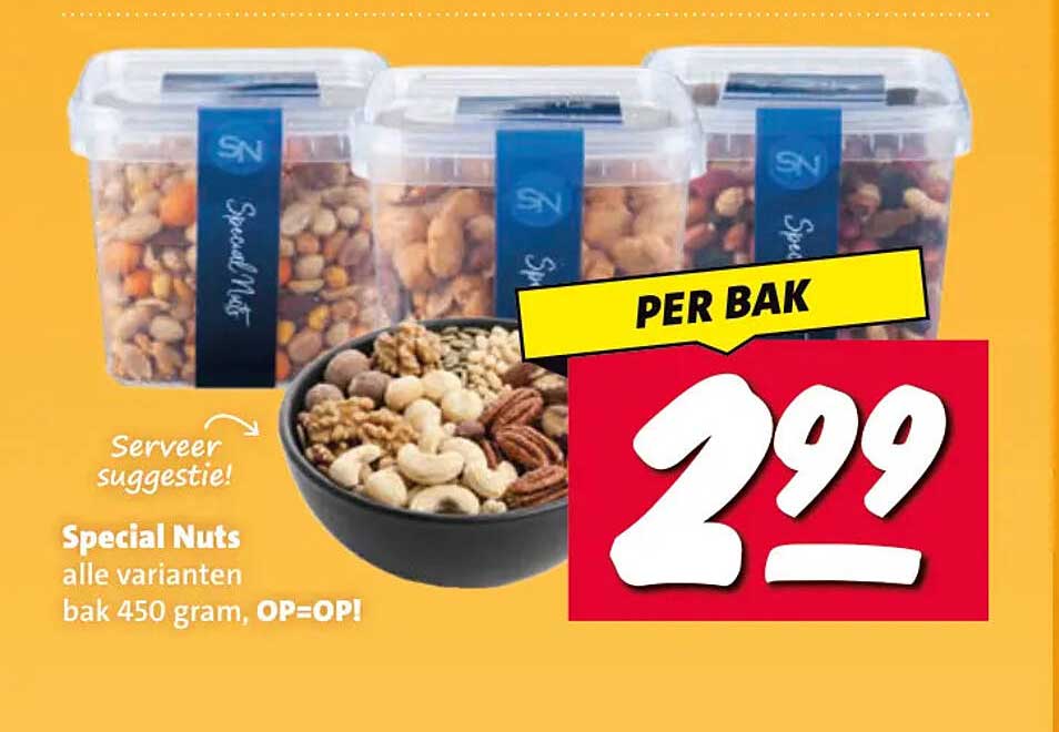 Special Nuts alle varianten bak 450 gram, OP=OP! PER BAK