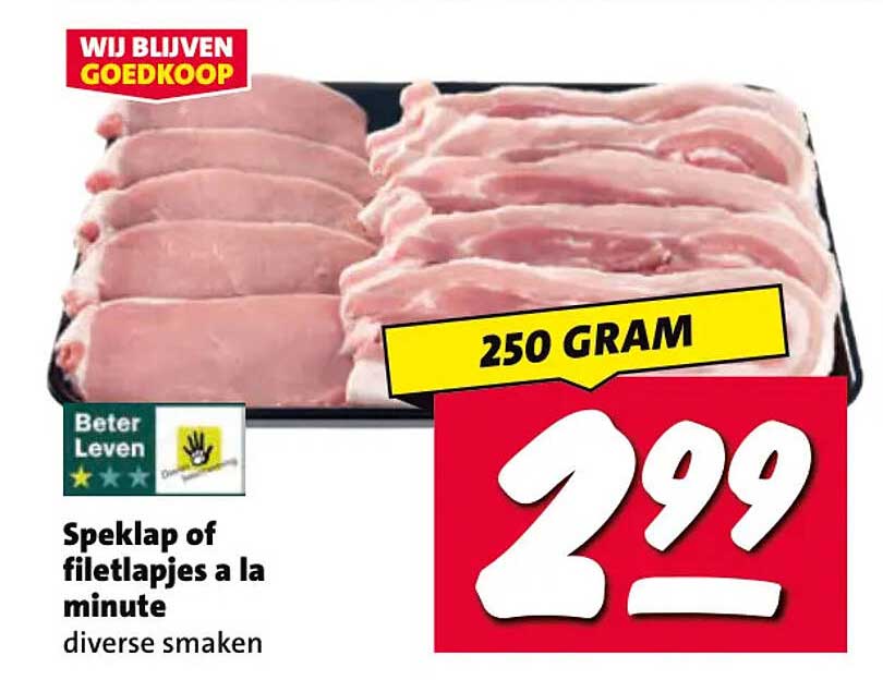 Speklap of filetlapjes a la minute diverse smaken
