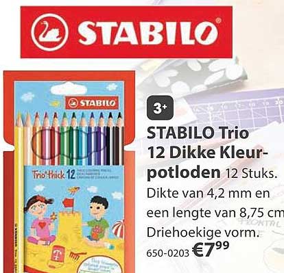STABILO Trio 12 Dikke Kleurpotloden 12 Stuks.