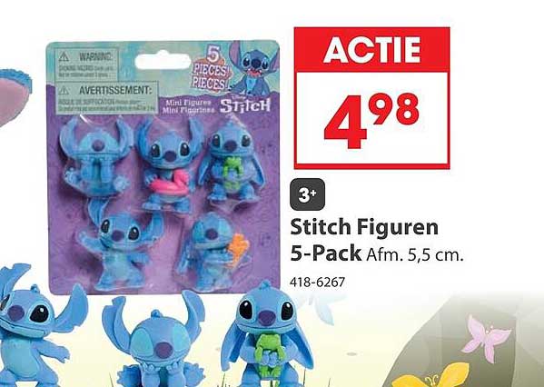 Stitch Figuren 5-Pack Afm. 5,5 cm.
