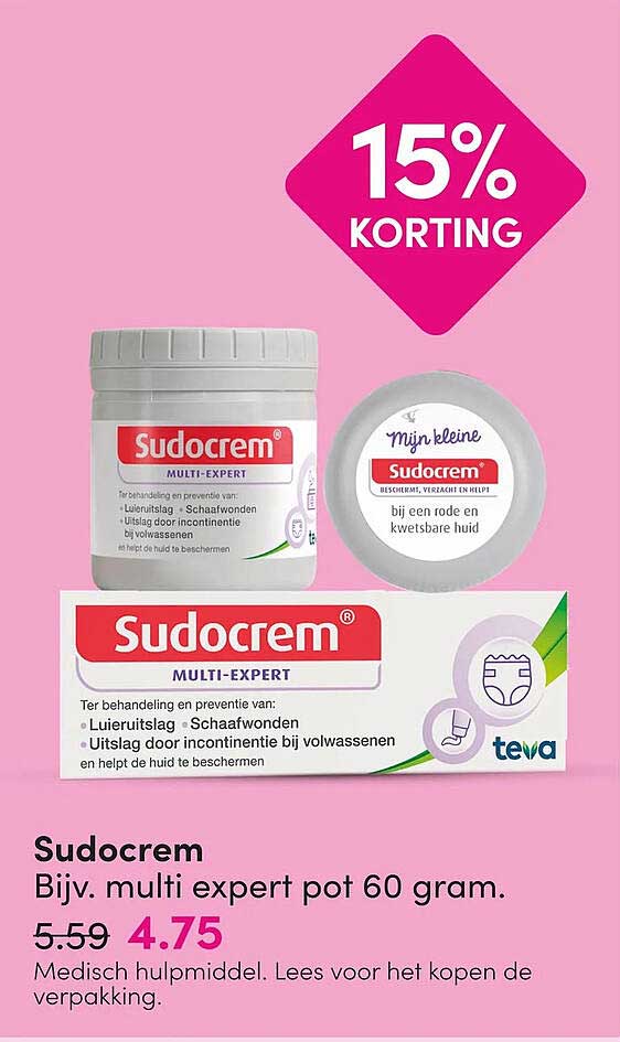 Sudocrem Bijv. multi expert pot 60 gram. 15% KORTING